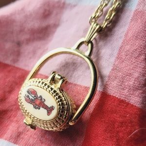 PAI Pewter Nantucket Lobster Nasket Charm locket. 24" chain